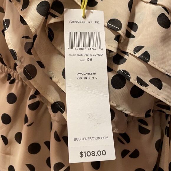 ✨BCBGeneration Tan & Black 1 Shoulder Ruffle Dress - Picture 4 of 8